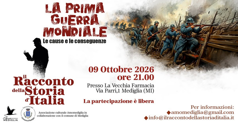 La locandina dell'incontro sulla prima guerra mondiale a Mediglia 