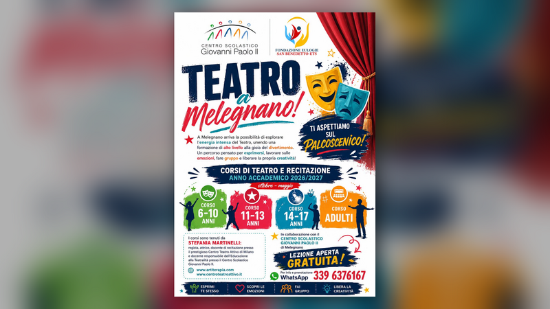 La locandina dei corsi di teatro a Melegnano 