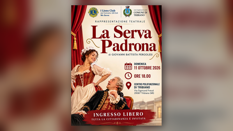 La locandina di La serva padrona al Centro Polifunzionale di Tribiano 