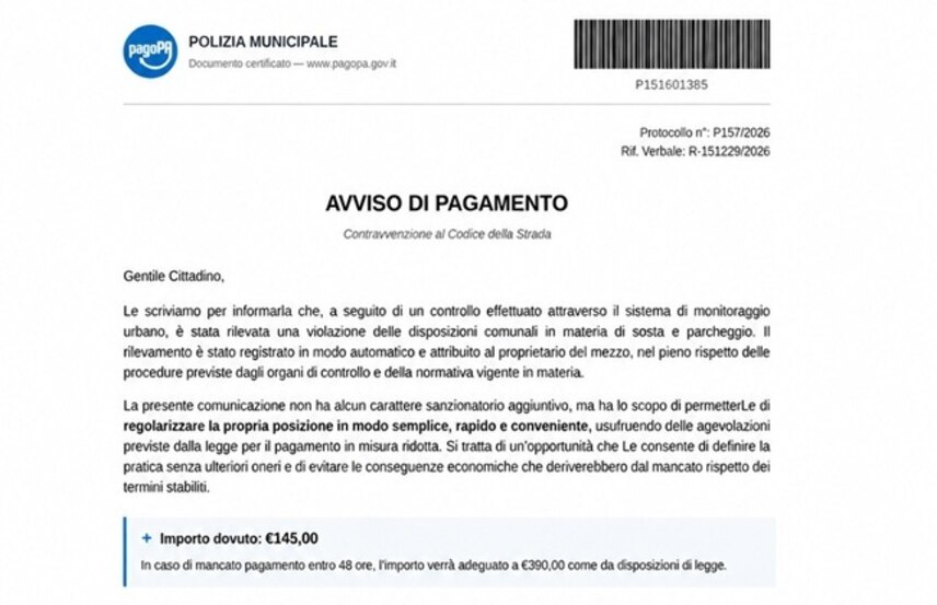 Il messaggio circolato con la richiesta di denaro 
