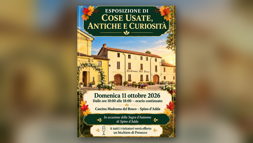 La locandina dell'esposizione di cose usate a Spino d'Adda 