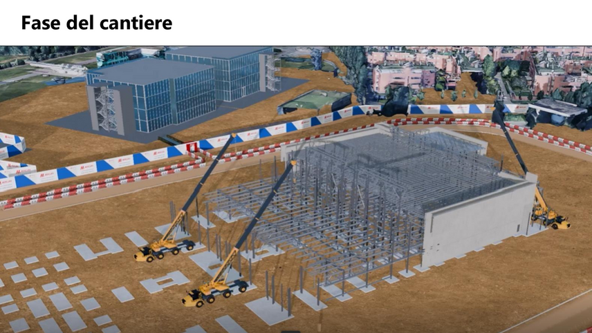 Data Center di San Bovio in costruzione, rendering digitale dalla Presentazione pubblica di Microsoft del 25 Giugno 2026 