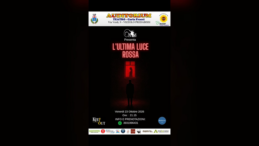La locandina di «L'ultima luce rossa» al Teatro Carla Fracci di Vizzolo 