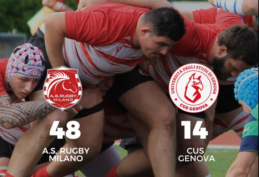 Rugby Milano in azione contro Cus Genova a Segrate 