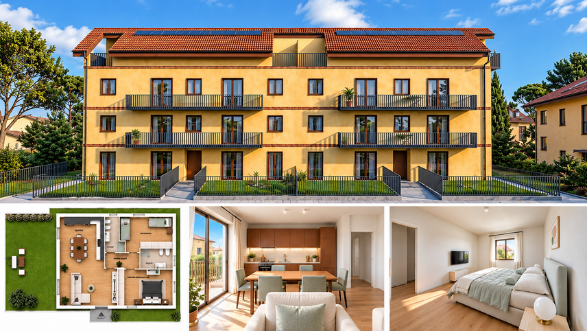Il rendering del Residence Melograno 