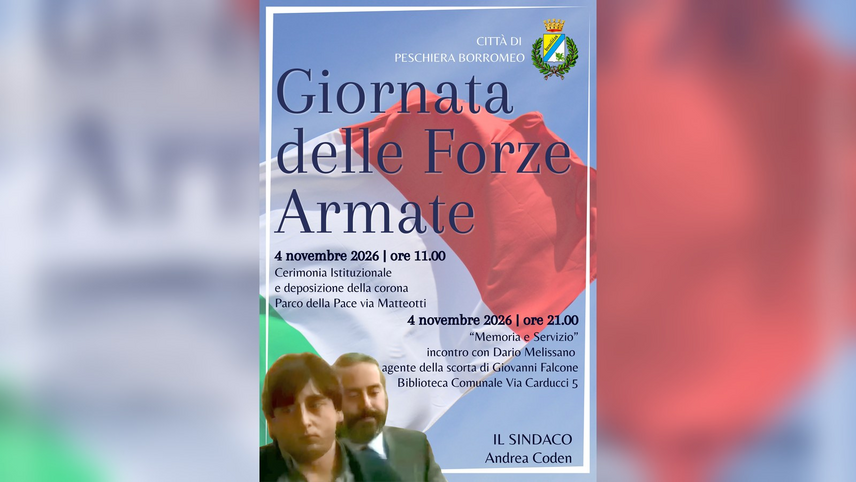 La locandina delle celebrazioni del 4 novembre a Peschiera Borromeo 