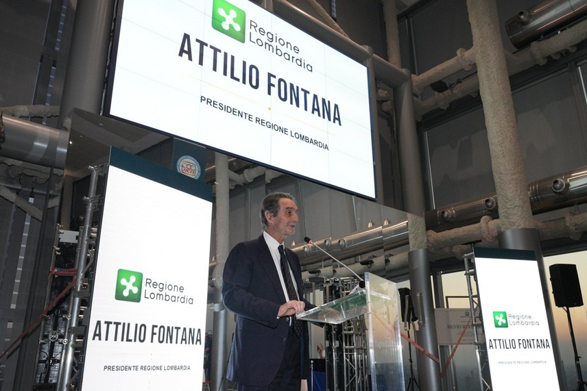 Il presidente Attilio Fontana all'inaugurazione di Sport Movies & TV 2026 