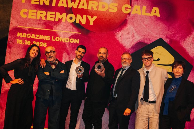 Antonio Dore e il team di Studio Idee Materia alla cerimonia dei Pentawards 2026 a Londra 