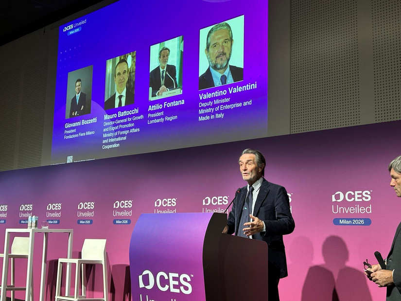 Il presidente Attilio Fontana al CES Unveiled Milan 2026 all'Allianz MiCo 