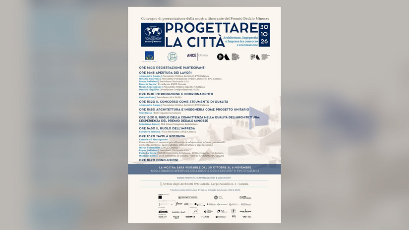 La locandina del convegno «Progettare la città» a Catania 
