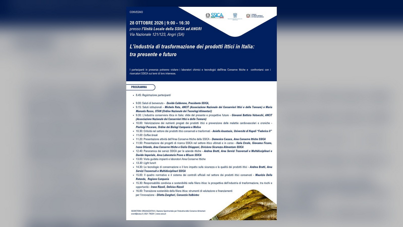 Il programma del convegno SSICA-ANCIT sull'industria ittica ad Angri 