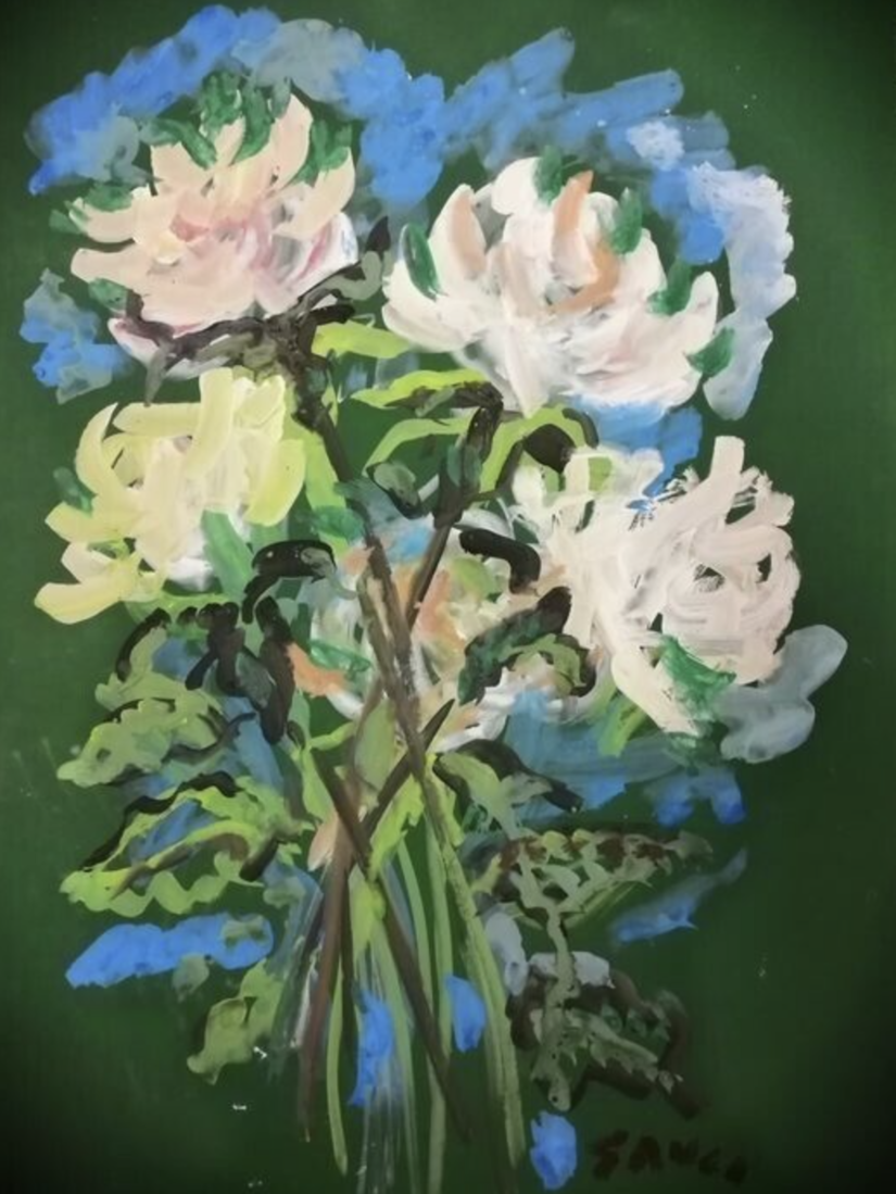 Olio su cartoncino- Rose (cm 68 x 48) 