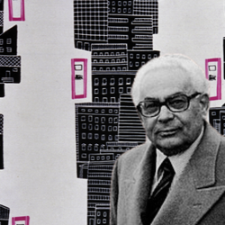 Sinisgalli e un'immagine pubblicitaria con il cane a sei zampe 