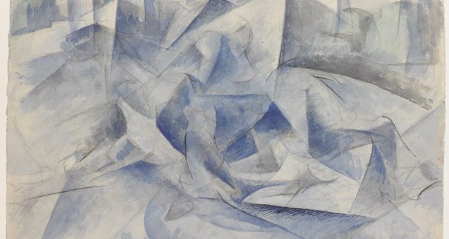 Umberto Boccioni, Cavallo + cavaliere + case, 1914 