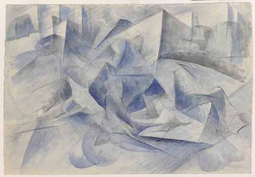 Umberto Boccioni, Cavallo + cavaliere + case, 1914 