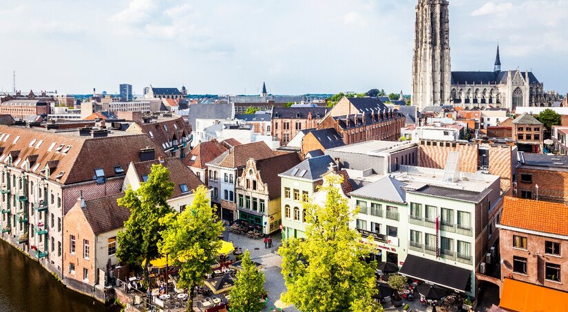 Mechelen from above 04 - St Rumbolds Cathedral (Sint-Romboutskathedraal) c Visit Mechelen - Aikon 