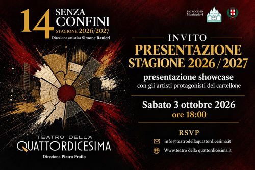 14 Senza Confini, stagione 2026/2027 del Teatro della Quattordicesima 