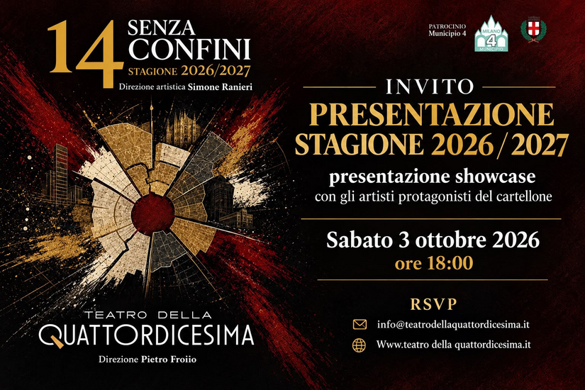 14 Senza Confini, stagione 2026/2027 del Teatro della Quattordicesima 