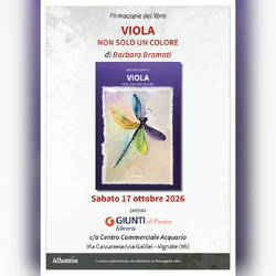La locandina del firmacopie di Viola. Non solo un colore a Vignate 