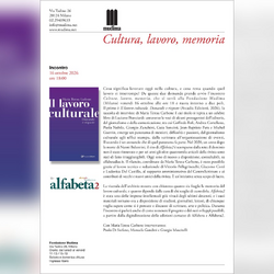 La locandina dell'incontro Cultura, lavoro, memoria 