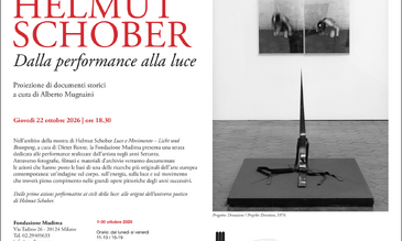 L'invito alla serata sulle performance di Helmut Schober alla Fondazione Mudima 
