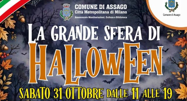Personaggi in maschera e zucche illuminate nelle vie di Assago per Halloween 