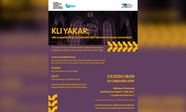 La locandina dell'incontro sul Kli Yakar del 5 novembre a Roma 