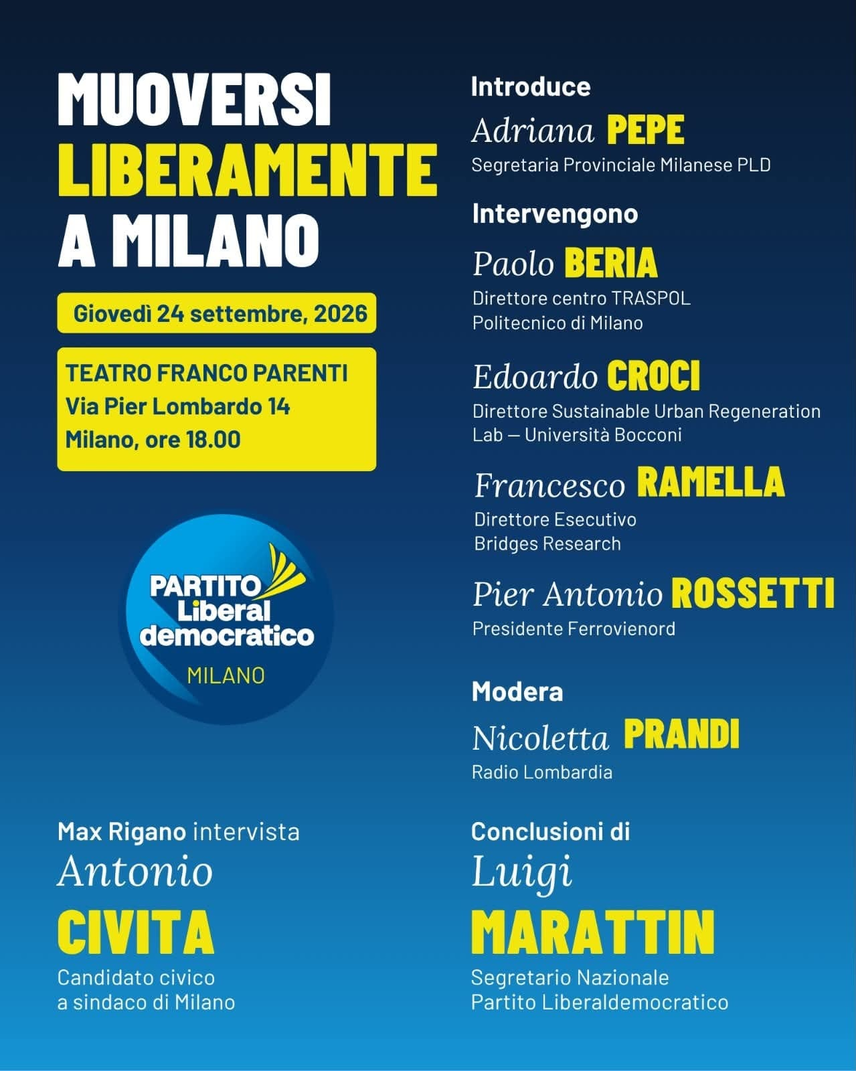Muoversi liberalmente a Milano, l’incontro del Partito Liberaldemocratico 