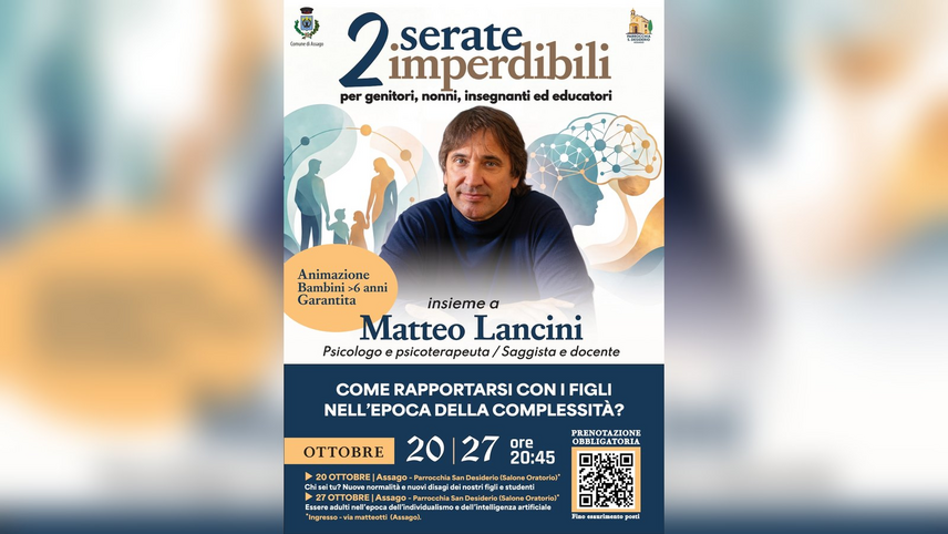 La locandina degli incontri con Matteo Lancini ad Assago 