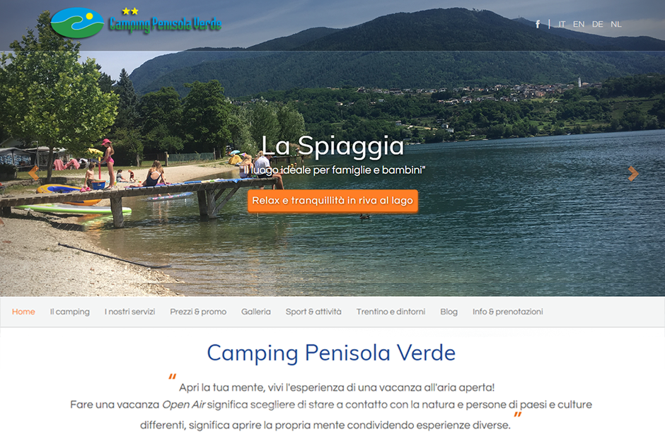 Penisolaverde.it, sito multilingue del Camping Penisola Verde - Provincia di Trento.